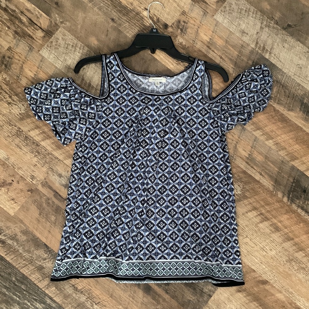 blue max studio off the shoulder blouse!